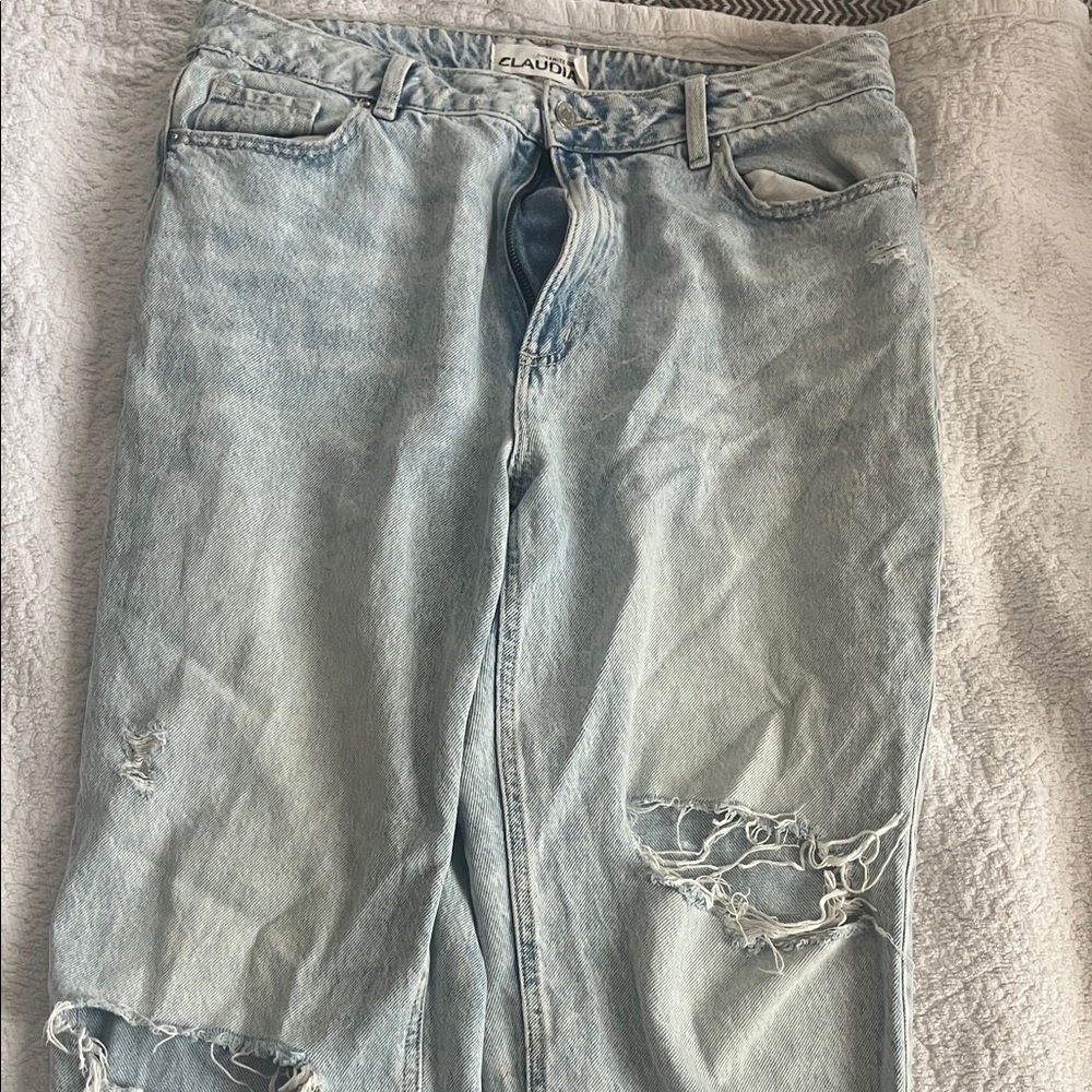 Dynamite Claudia Mom Light Blue Distressed Jeans
